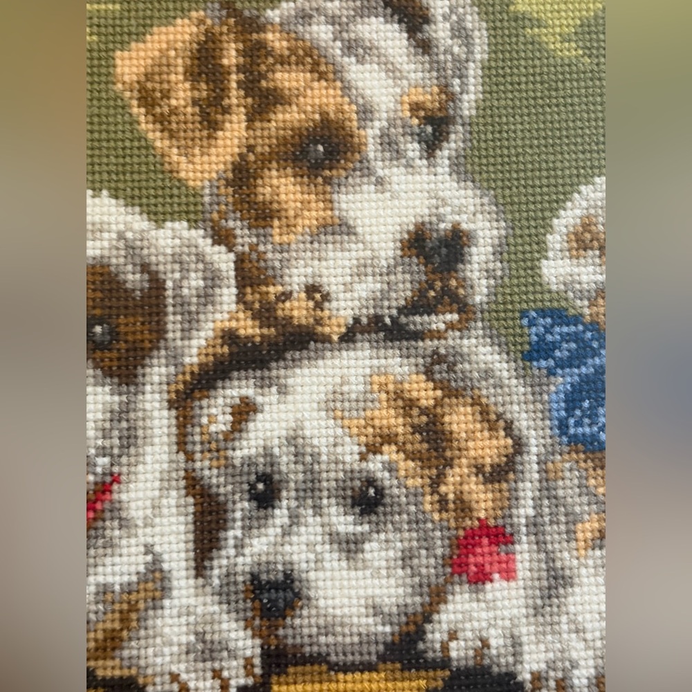 Vintage Best Friends for Life Dog Puppies Cross Stitch, Framed Cottagecore Art - Picture 4 of 13